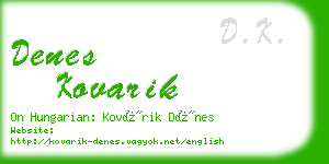 denes kovarik business card